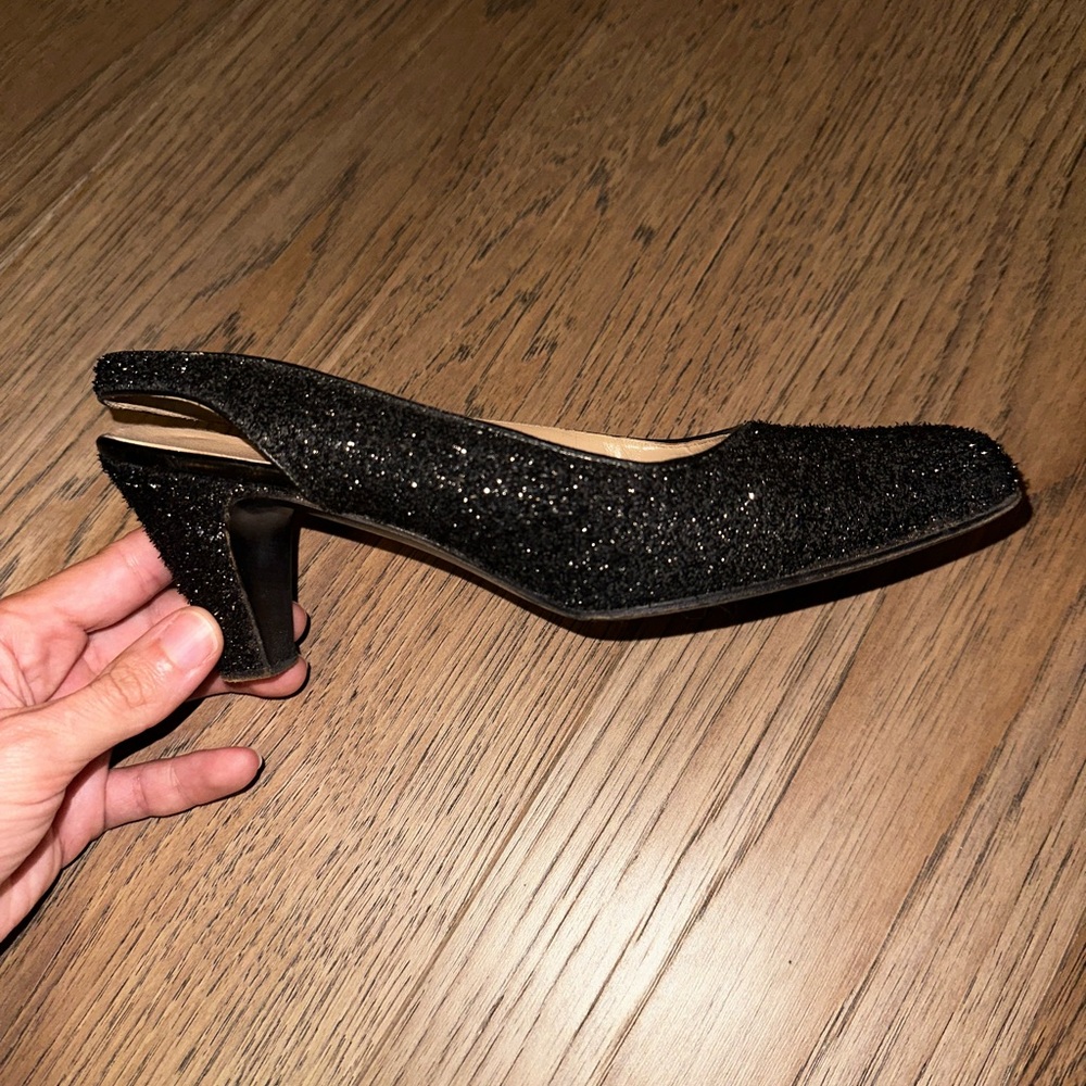 Black Glitter Slingback Heels